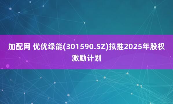 加配网 优优绿能(301590.SZ)拟推2025年股权激励计划