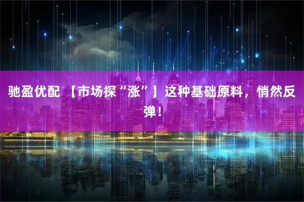 驰盈优配 【市场探“涨”】这种基础原料，悄然反弹！